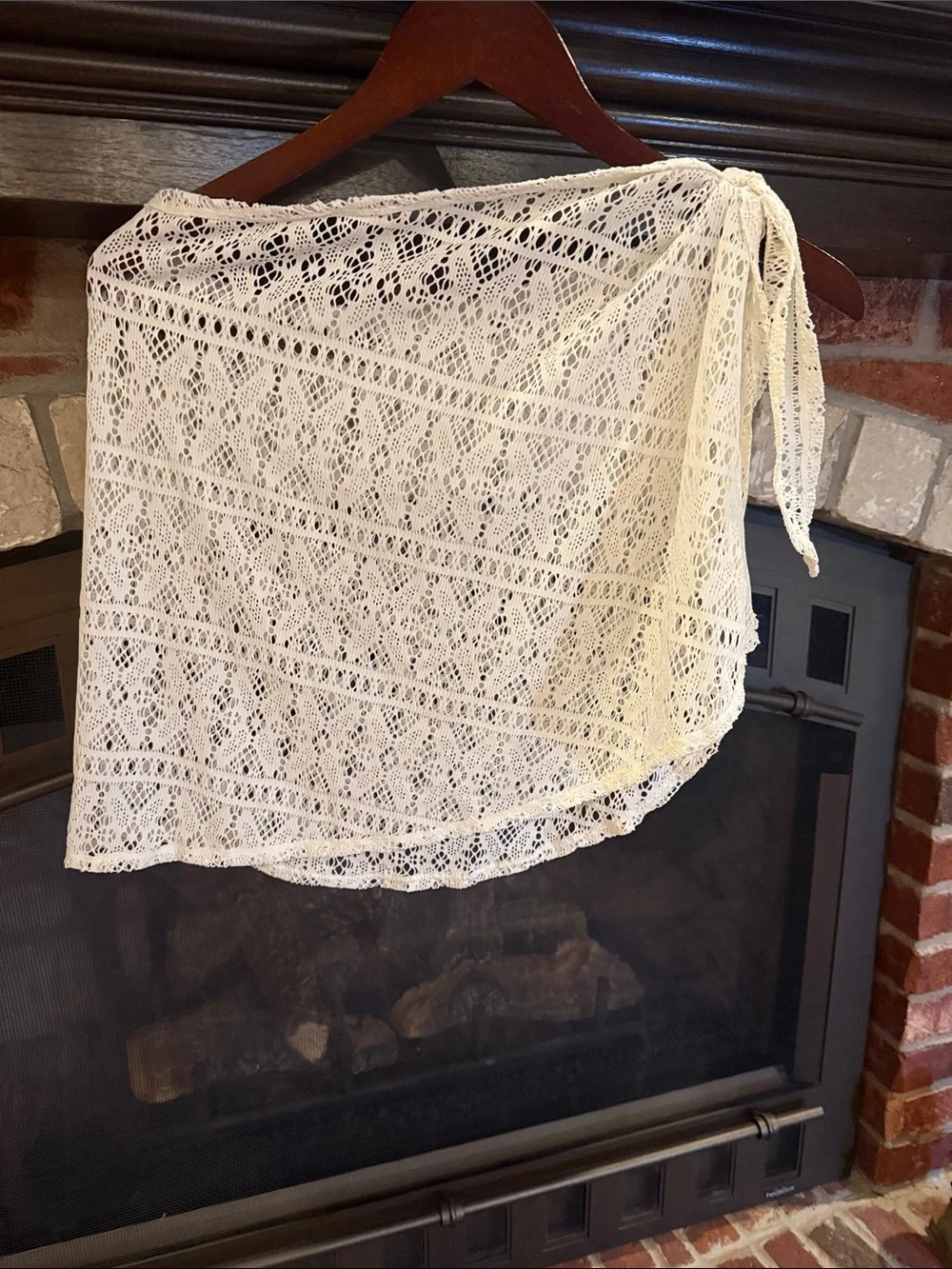 Cream Lace Knit Throw - Unbranded Decorative Curtain Panel